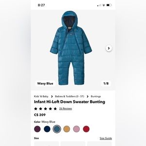 Patagonia Down Hi-Loft Bunting Suit - 18-24 Months